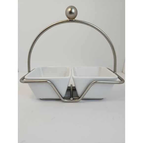 Pampered Chef Simple Additions 3-Pc Caddy Set & Serving Bowls Square White - Picture 2 of 10